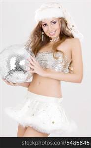 picture of sexy santa helper with disco ball
