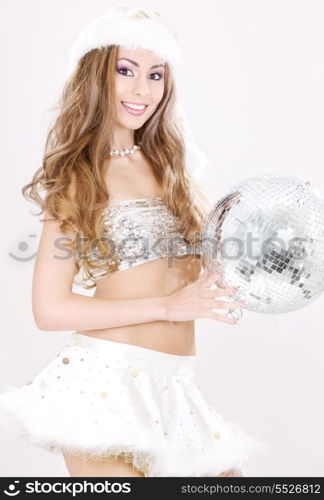 picture of sexy santa helper with disco ball