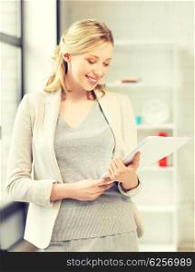 picture of smiling businesswoman with documents. smiling businesswoman with documents