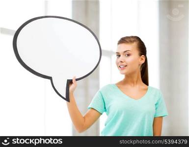 picture of smiling student with blank text bubble