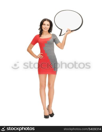 picture of smiling woman with blank text bubble