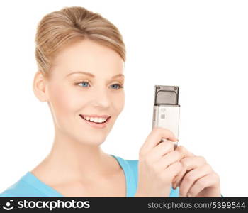 picture of smiling woman with cell phone