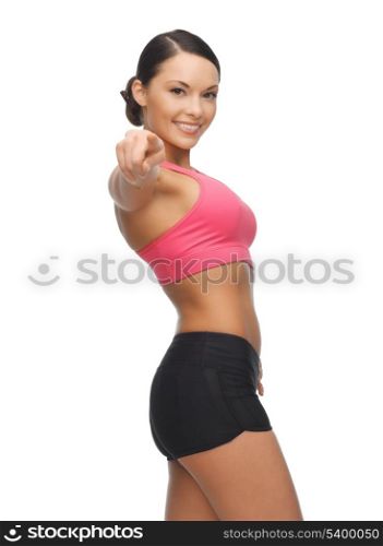 picture of sporty woman pointing her finger