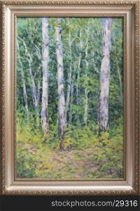 picture of summer landscape. Russian forest landscape. Birch trees in a summer forest