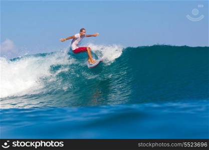 Picture of surfing a wave.Indian ocean.