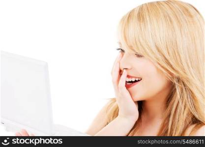 picture of teenage girl with laptop computer
