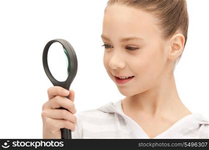 picture of teenage girl with magnifying glass