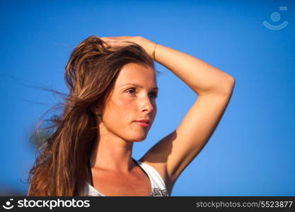 Picture of the girl under the blue sky
