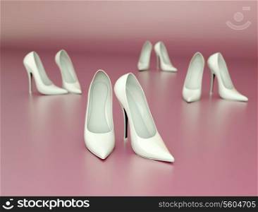 Picture of white female high-heel shoes