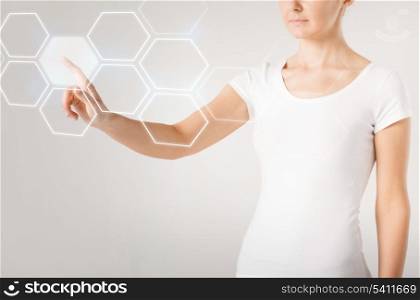 picture of woman hand pressing virtual button