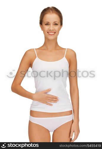 picture of woman in cotton underwear showing slimming concept