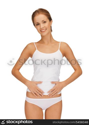 picture of woman in cotton underwear showing slimming concept