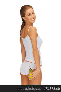 picture of woman in with yellow lemon showing slimming concept