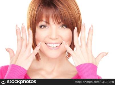 picture of woman showing hands with polished nails&#xA;