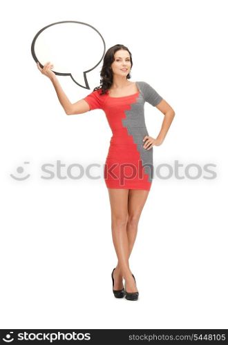 picture of woman with blank text bubble