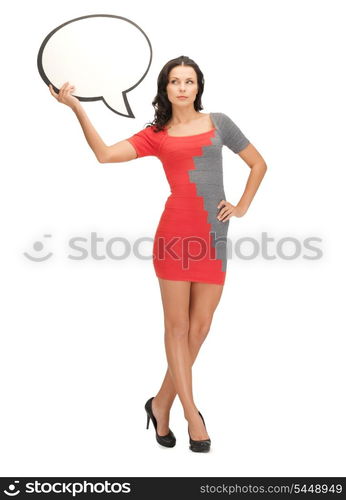 picture of woman with blank text bubble