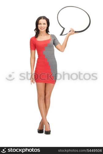 picture of woman with blank text bubble