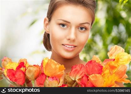 picture of woman with bouquet of flowers