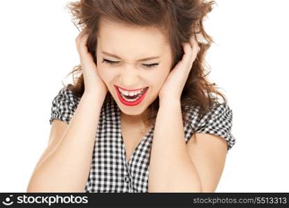 picture of woman with hands on ears
