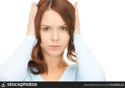 picture of woman with hands on ears&#xA;