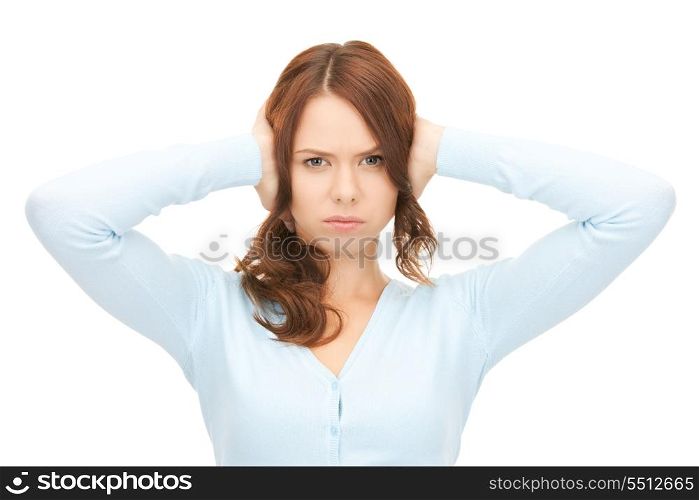 picture of woman with hands on ears&#xA;