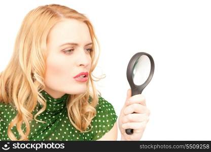 picture of woman with magnifying glass
