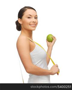picture of woman with measuring tape and apple