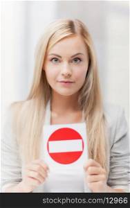 picture of woman with no entry sign ..