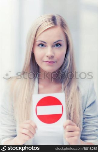 picture of woman with no entry sign ... woman with no entry sign
