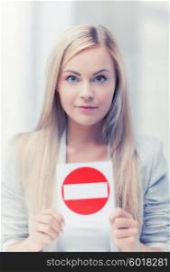 picture of woman with no entry sign ... woman with no entry sign