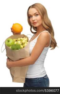 picture of woman with shopping bag and orange