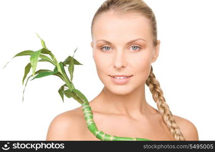 picture of woman with sprout over white