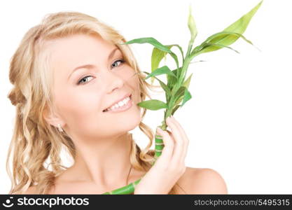 picture of woman with sprout over white