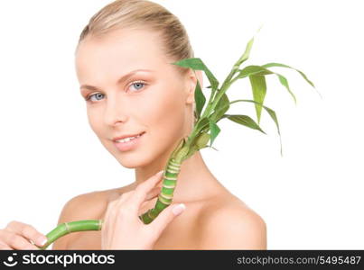 picture of woman with sprout over white