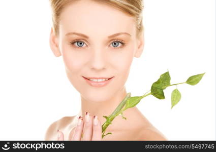 picture of woman with sprout over white