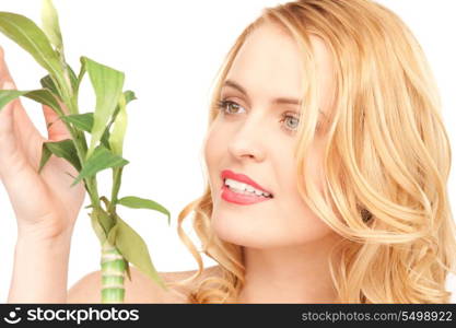 picture of woman with sprout over white