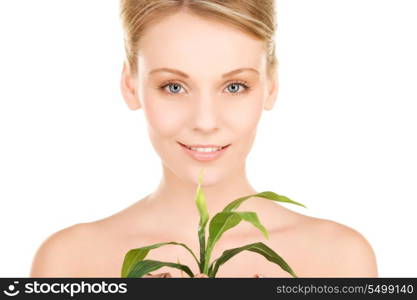 picture of woman with sprout over white