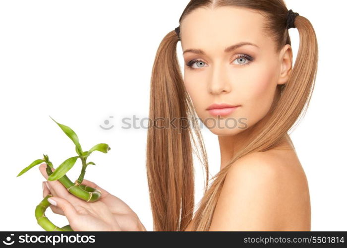 picture of woman with sprout over white