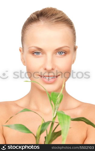 picture of woman with sprout over white