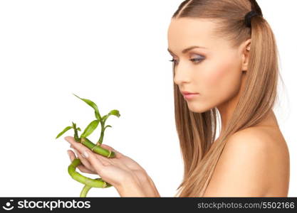 picture of woman with sprout over white