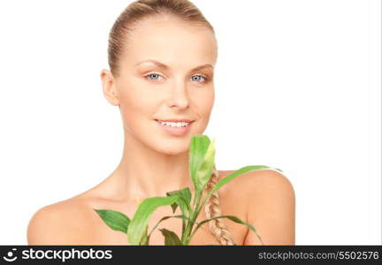 picture of woman with sprout over white