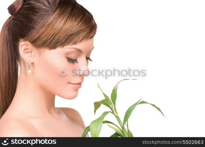 picture of woman with sprout over white