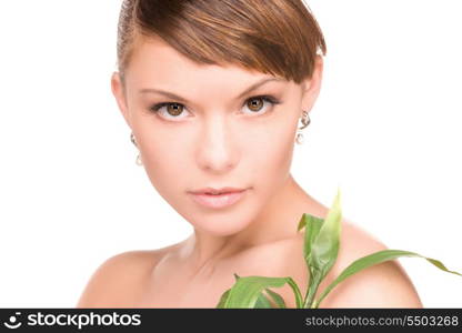 picture of woman with sprout over white