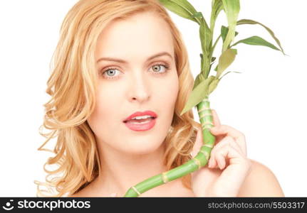 picture of woman with sprout over white