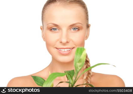 picture of woman with sprout over white