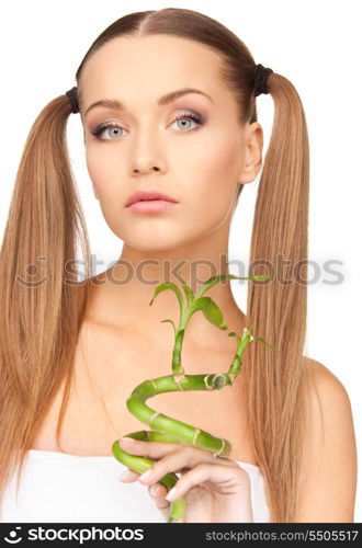 picture of woman with sprout over white