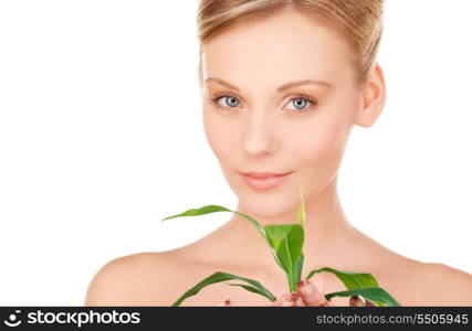 picture of woman with sprout over white