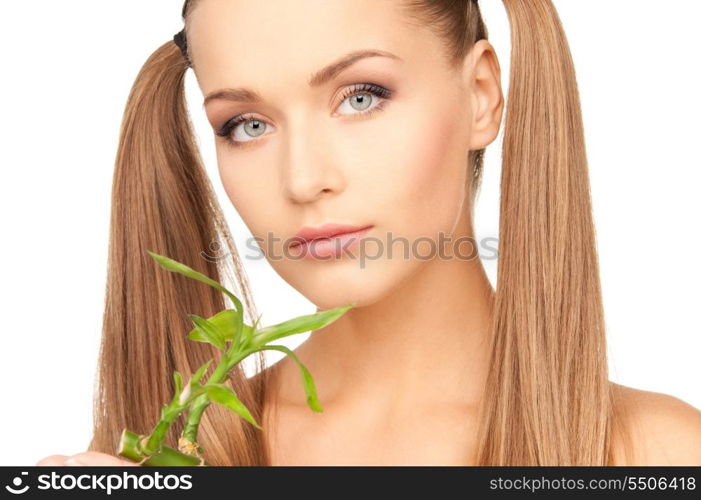 picture of woman with sprout over white