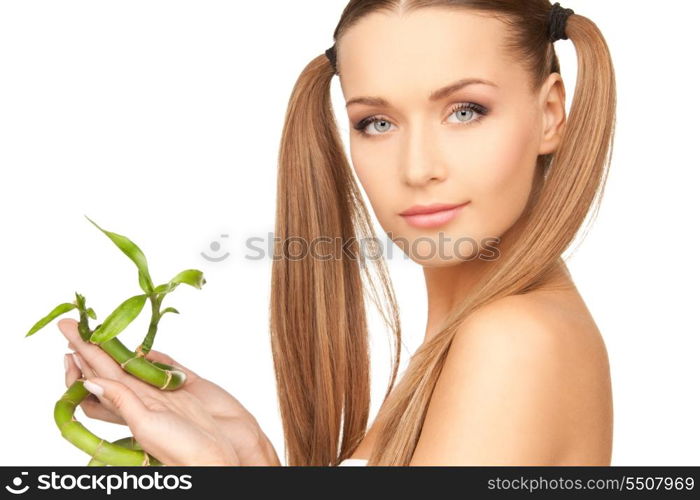 picture of woman with sprout over white