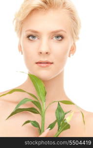 picture of woman with sprout over white&#xA;